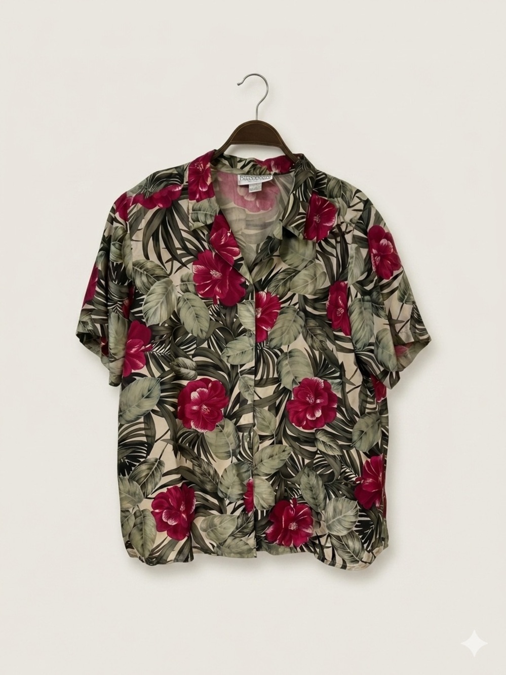 Vintage Silk -Short Sleeve Floral Size 2X